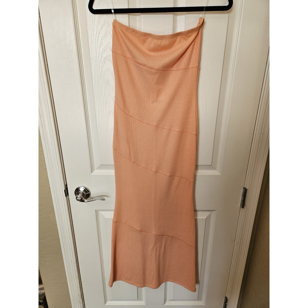Anthropologie X See You Monday Strapless Orange Bodycon Maxi Dress, Size LG